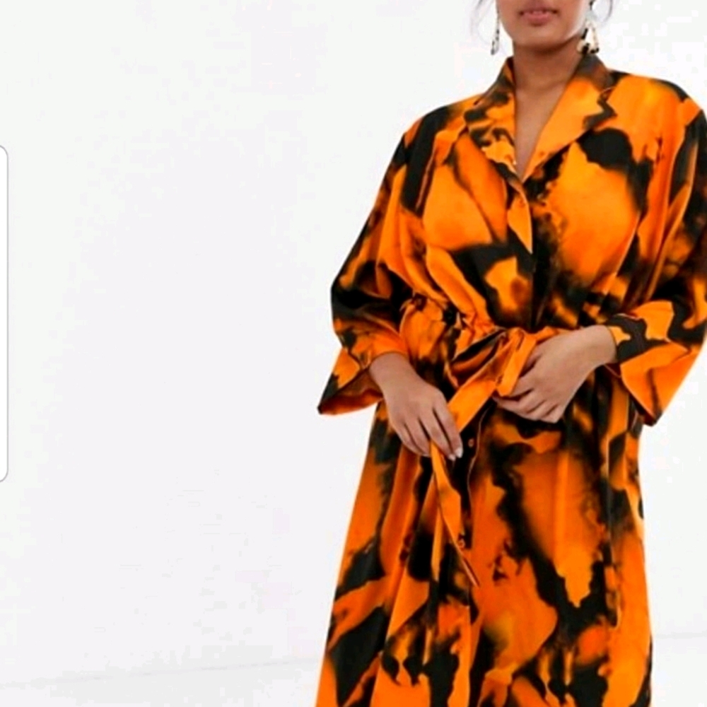 COPY - ASOS Curve Black & Orange Wrap Dress